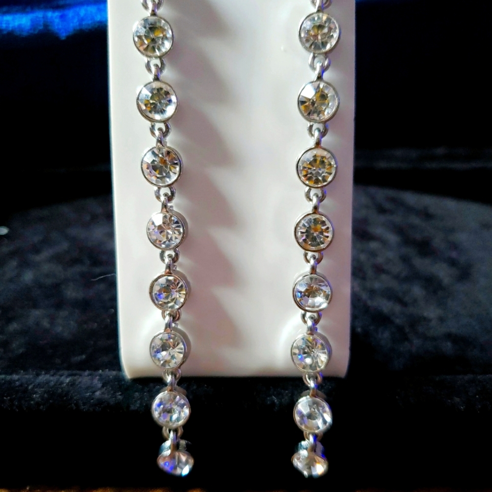 Pair of fancy rhinestone earrings
